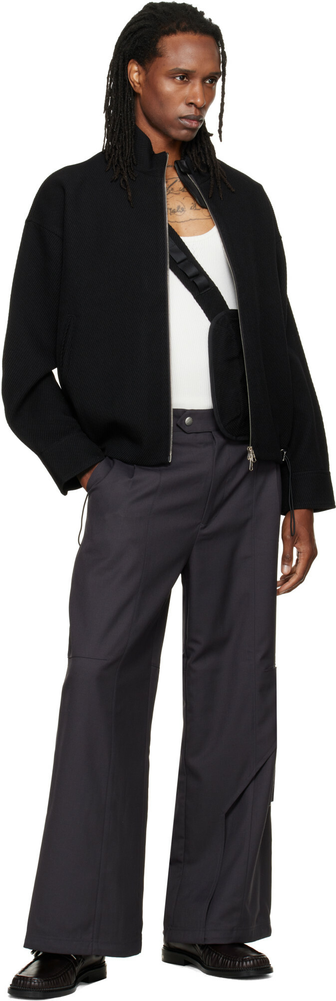 NULLUS Gray Draped Slide Cargo Pants