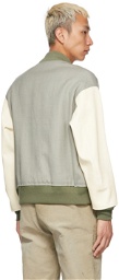 Visvim Green & Off-White Varsity Leather Jacket