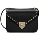 Valentino Garavani Black Rockstud Small Shoulder Grainy Calfskin Bag