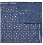 Brunello Cucinelli - Reversible Printed Silk Pocket Square - Blue