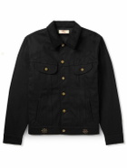 Cherry Los Angeles - Cotton-Blend Corduroy-Trimmed Embellished Denim Jacket - Black