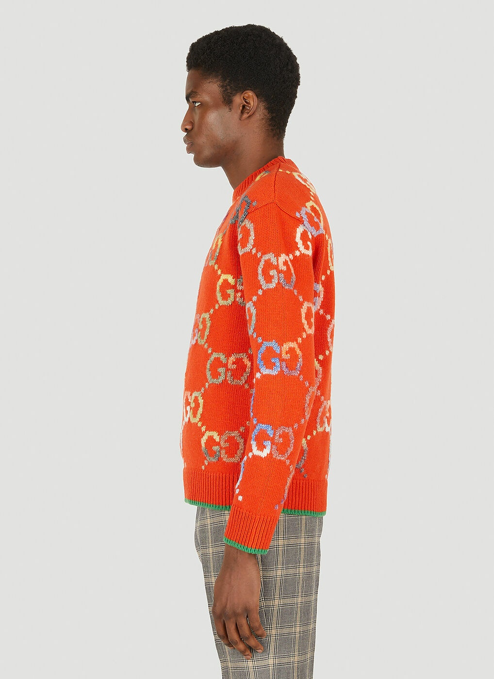 GG Jacquard Knit Sweater in Orange Gucci