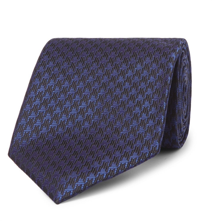Photo: TOM FORD - 8cm Houndstooth Woven Silk-Blend Tie - Navy
