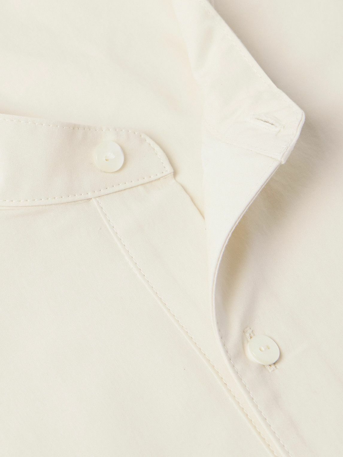 Stòffa - Grandad-Collar Cotton-Poplin Half-Placket Shirt - Neutrals