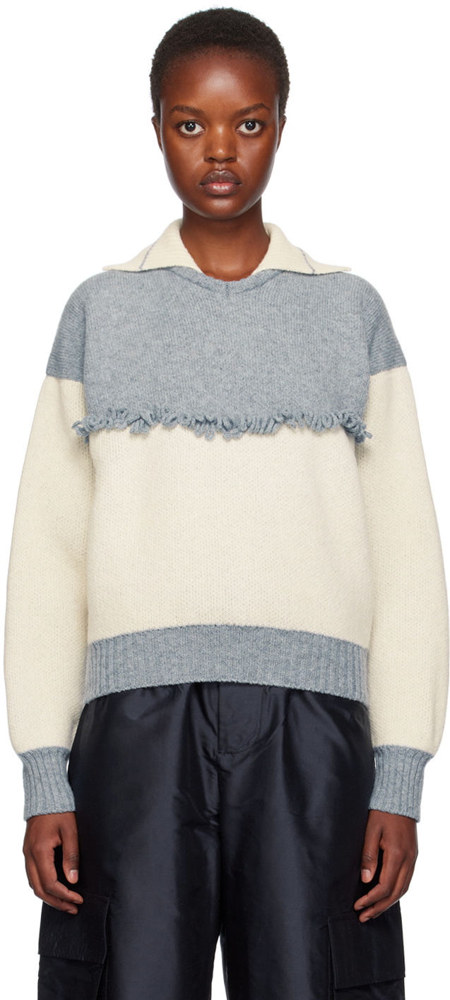 Cawley Off-White & Blue Amelia Sweater