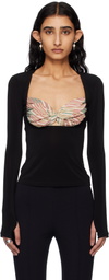 Marine Serre Black Regenerated Silk Scarves Draped Top