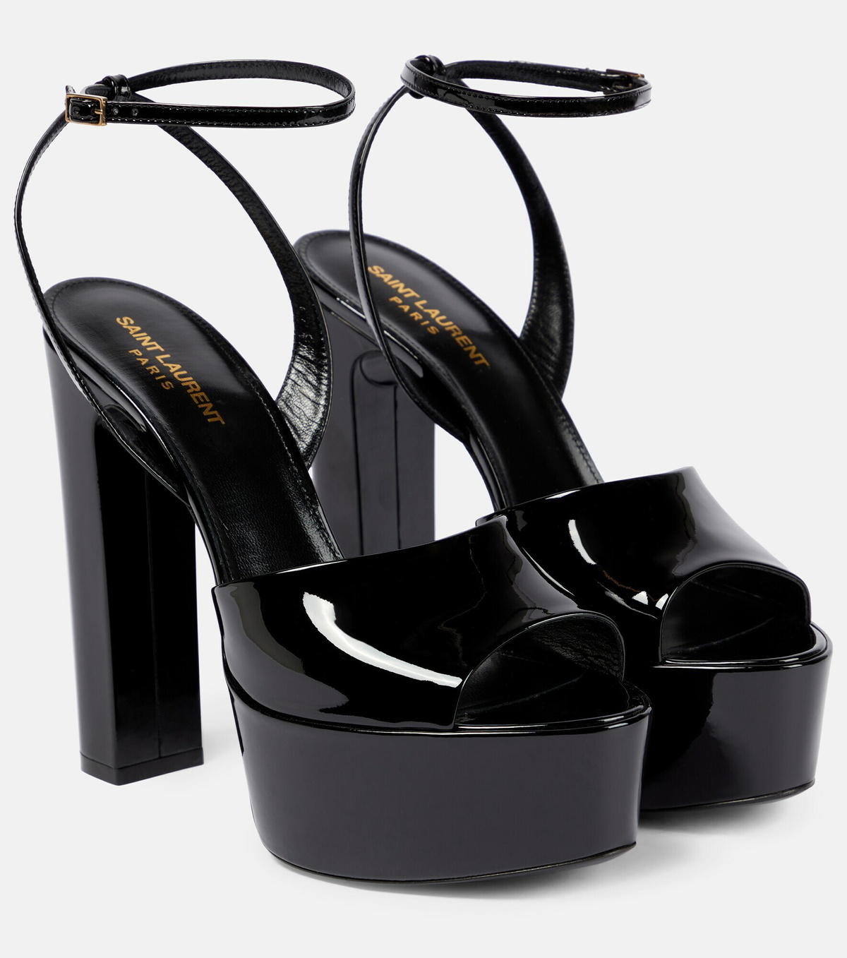 Saint Laurent - Jodie 145 patent leather platform sandals