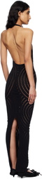MISBHV Black Mesh Halter Maxi Dress