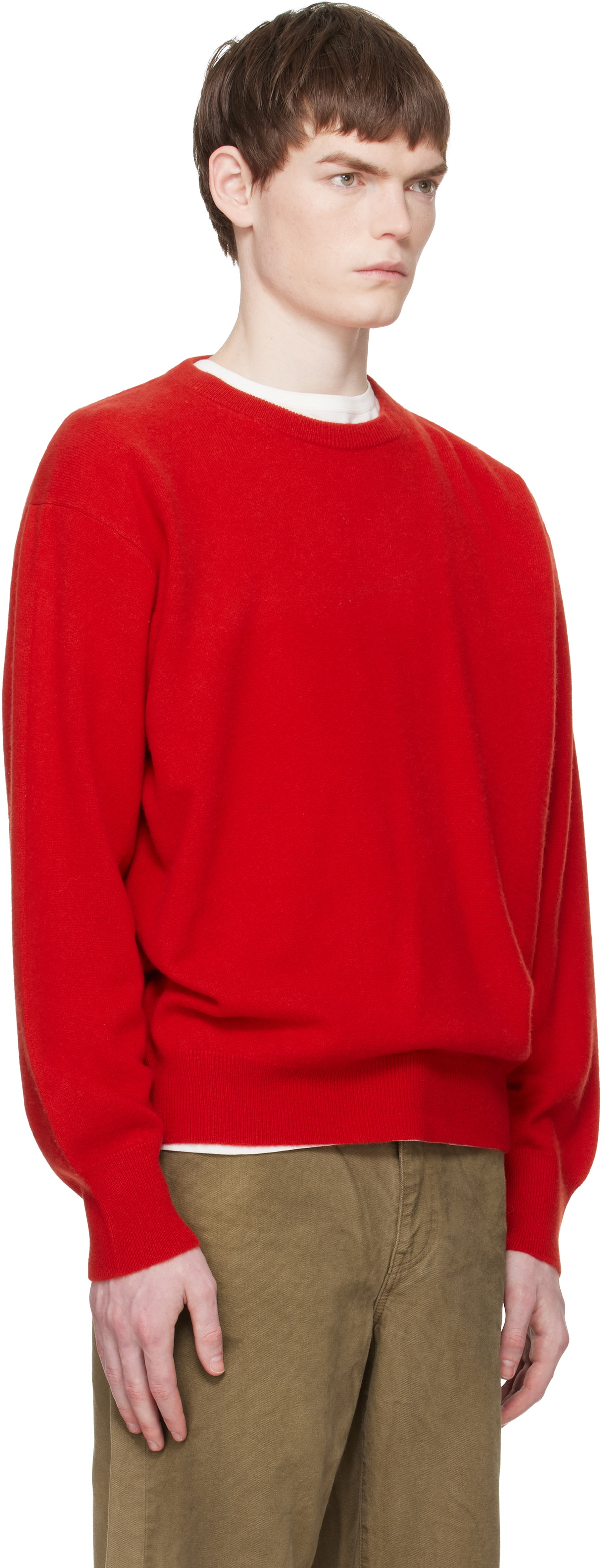 stein Red Pure Cashmere Knit Crew Neck LS Sweater