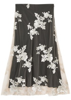 Marques' Almeida Floral Sequin-embellished Mesh Midi Skirt Silver