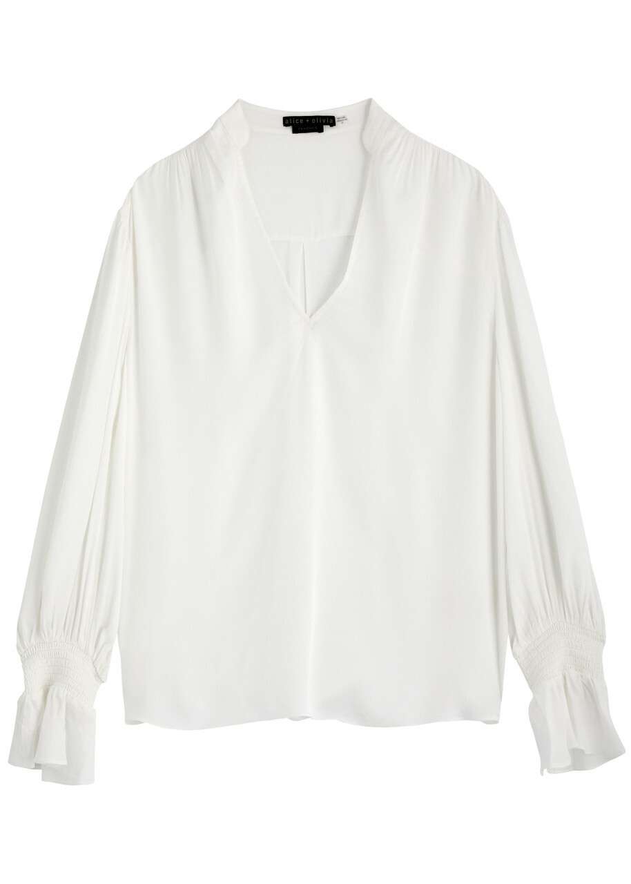 Alice + Olivia Onica Chiffon Blouse Off White