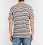 Loewe - Logo-Embroidered Striped Cotton and Linen-Blend Jersey T-Shirt - Navy