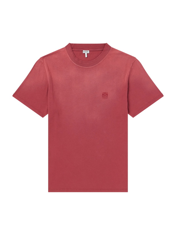 Photo: LOEWE - Anagram-Embroidered Cotton-Jersey T-Shirt - Red
