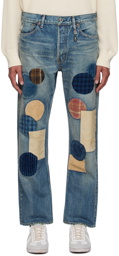FDMTL Blue Patchwork Slim-Fit Jeans