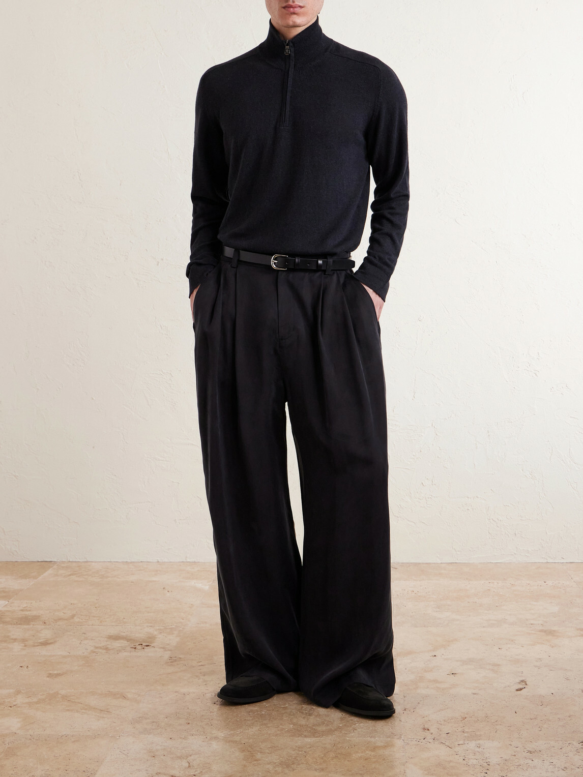 PIACENZA 1733 - Lupetto Cashmere and Linen-Blend Half-Zipped Sweater - Black