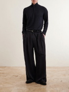 PIACENZA 1733 - Lupetto Cashmere and Linen-Blend Half-Zipped Sweater - Black