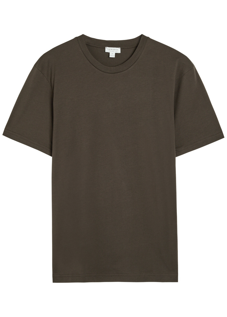 Sunspel Cotton T-shirt Dark Brown