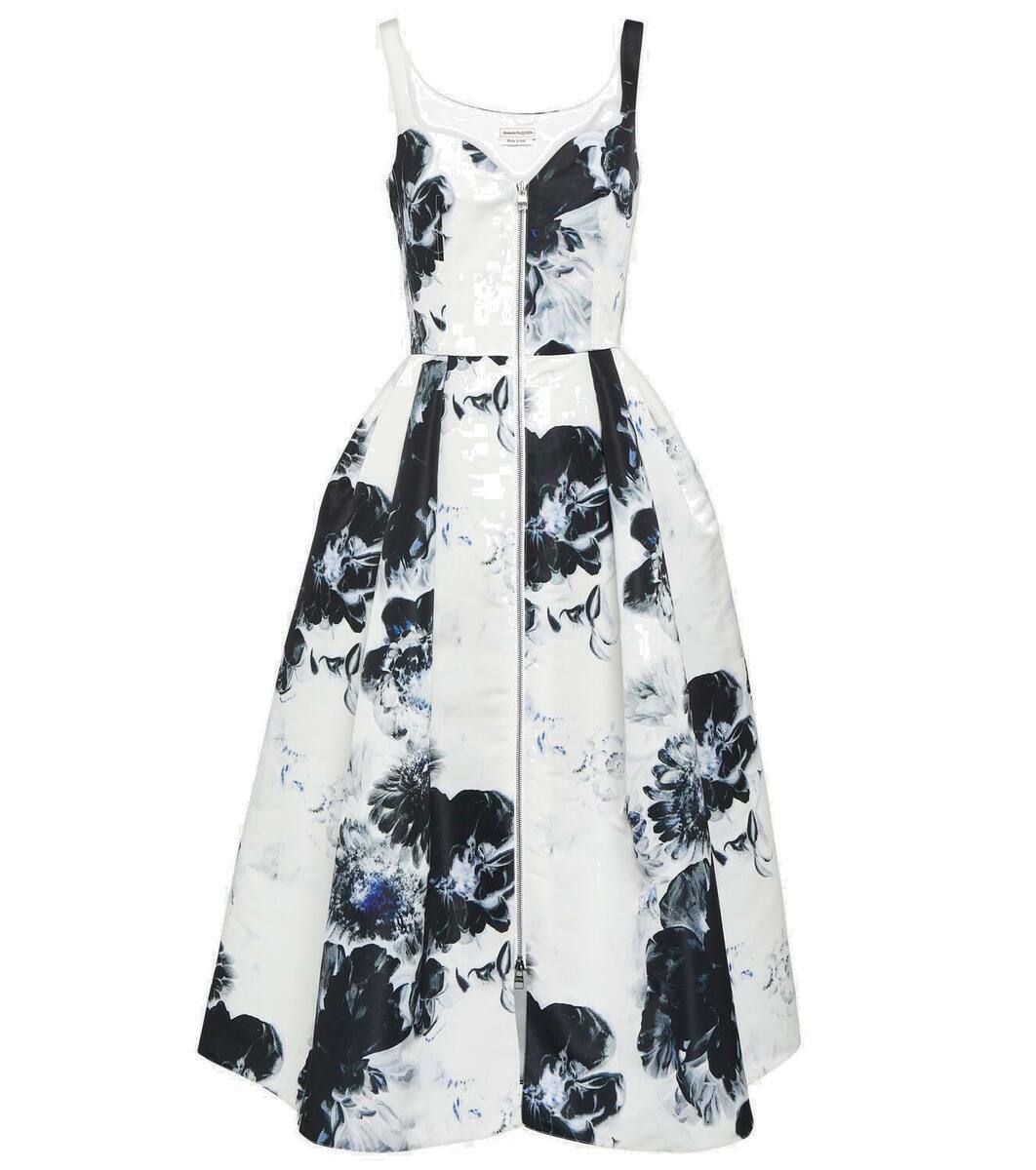 Alexander McQueen Printed polyfaille midi dress Alexander McQueen