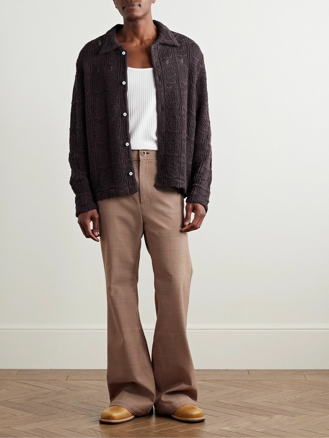Séfr - Myles Pointelle-Knit Cotton-Blend Cardigan - Brown