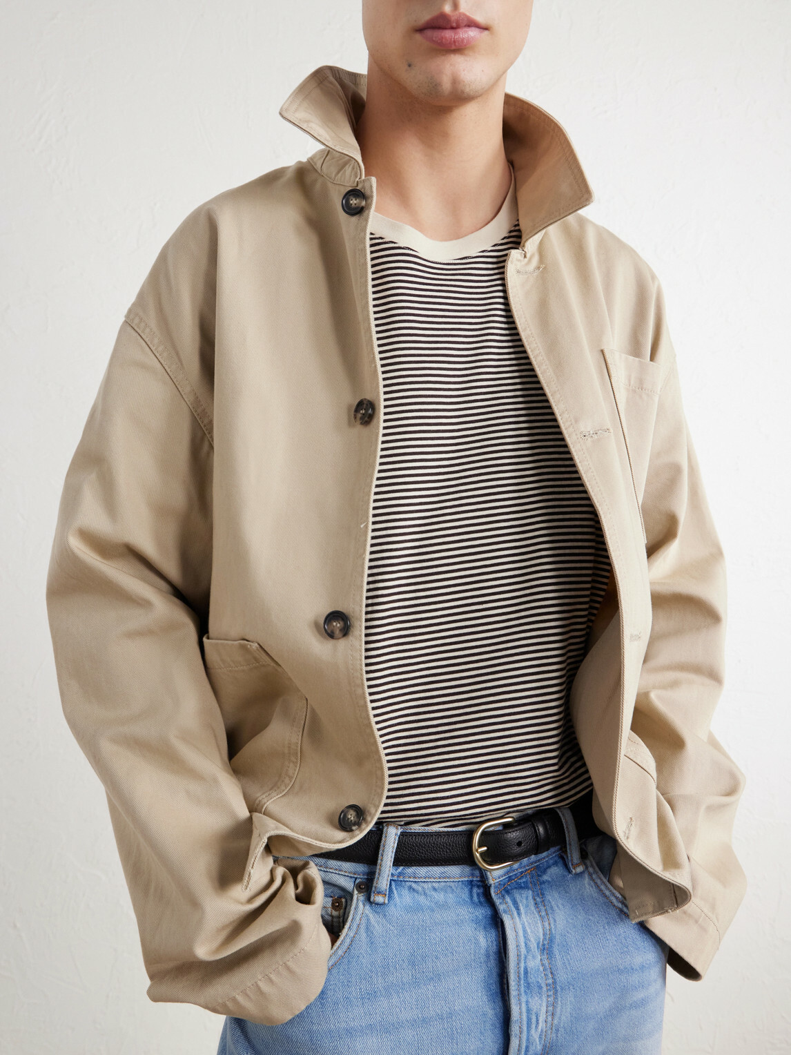 Folk - Striped Cotton-Jersey T-Shirt - Brown