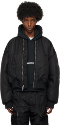 B1ARCHIVE Black Cropped Oversized Bomber Jacket