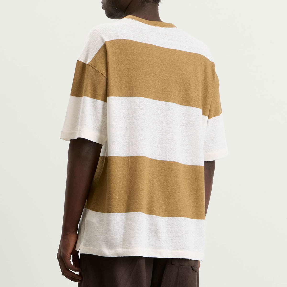 YMC Men's Triple T Shirt in Taupe/Off White
