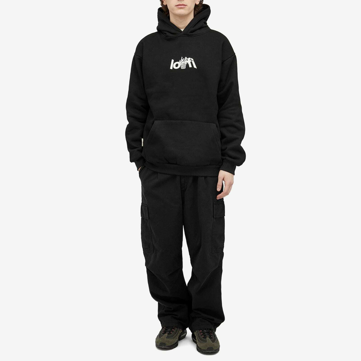 Lo-Fi Men's Plant Logo Hoodie in Black