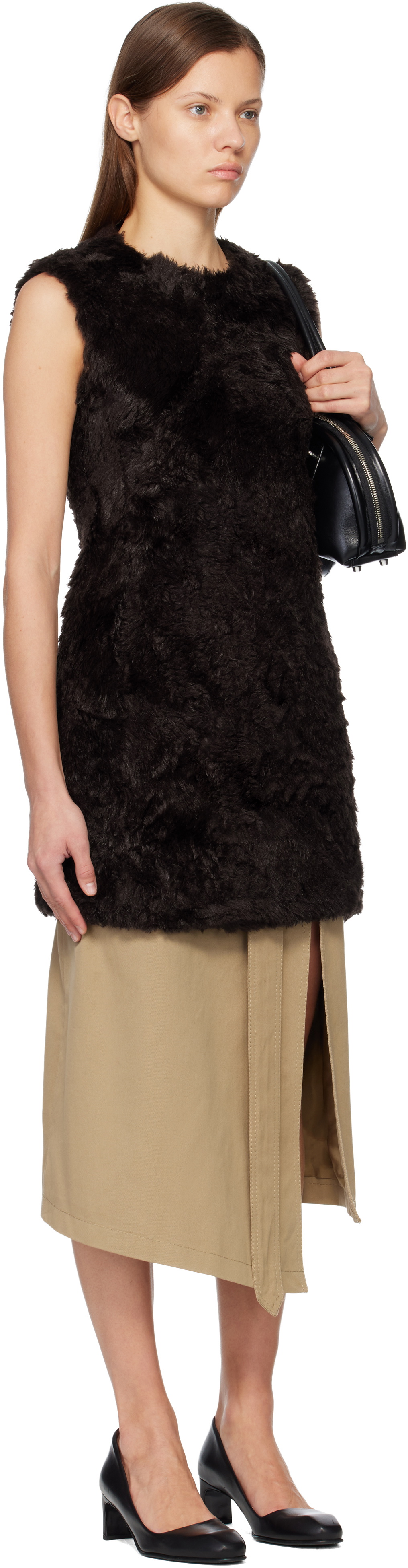 Acne Studios Brown Faux-Fur Minidress