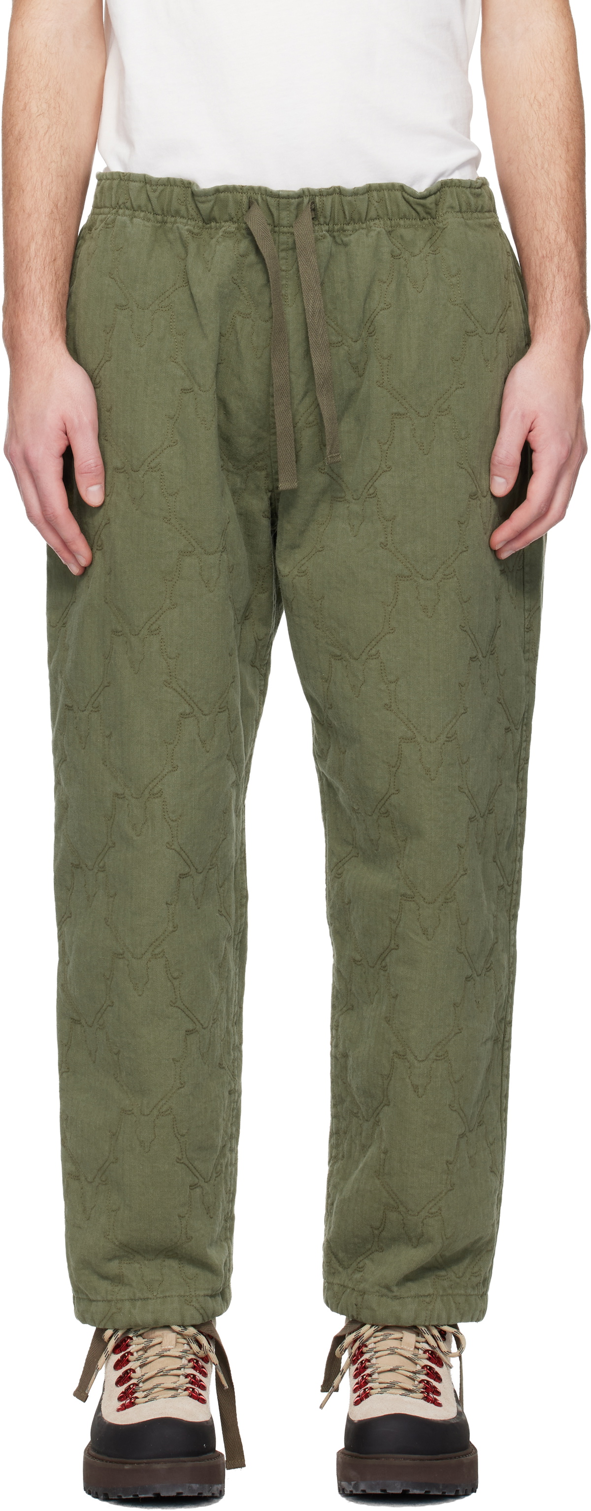 South2 West8 Khaki String Slack Trousers