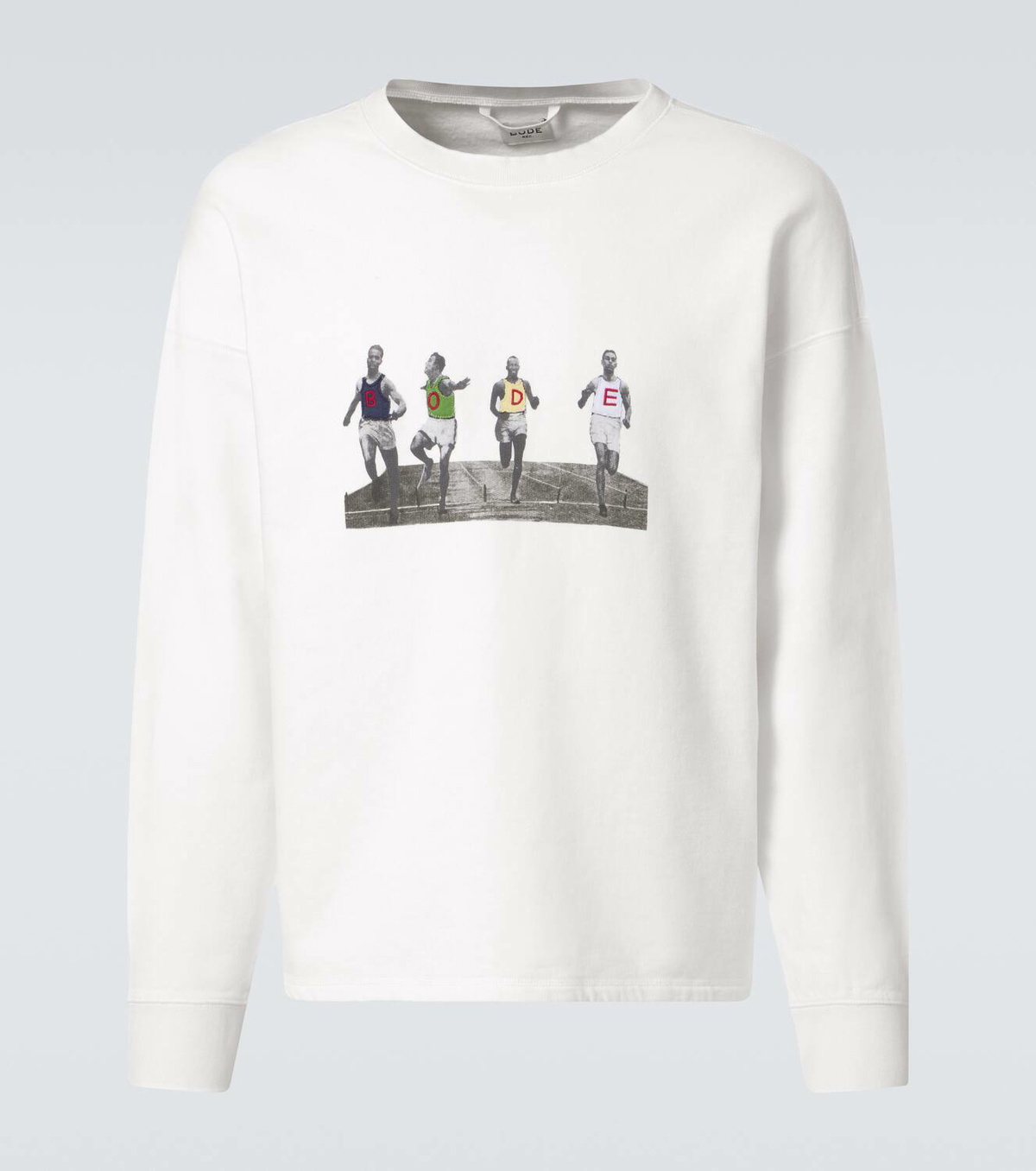 Bode Finish Line patch-appliqué cotton sweatshirt