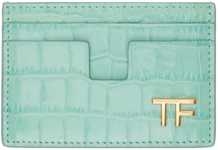 Photo: TOM FORD Blue Shiny Stamped Croc TF Card Holder