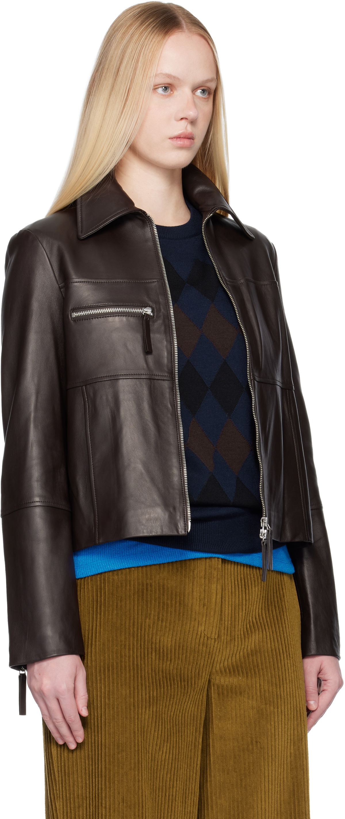 Proenza Schouler Brown Proenza Schouler White Label Annabel Leather Jacket
