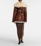 Magda Butrym Shearling-trimmed leather jacket