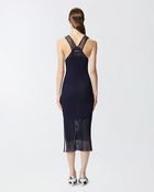 Pinko Fitted Midi Dress With Transparent Ribs Gloomy Blue