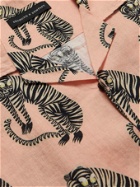 Desmond & Dempsey - Camp-Collar Printed Linen Pyjama Shirt - Pink