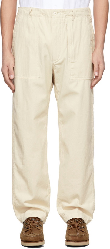 Photo: Engineered Garments Off-White Cotton Twill Fatigue Trousers