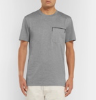 Berluti - Leather-Trimmed Mélange Cotton-Jersey T-Shirt - Men - Gray