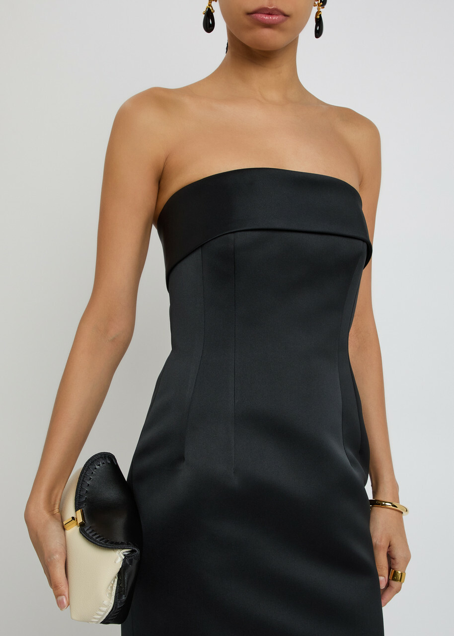 Emilia Wickstead Keeley Strapless Satin Midi Dress Black