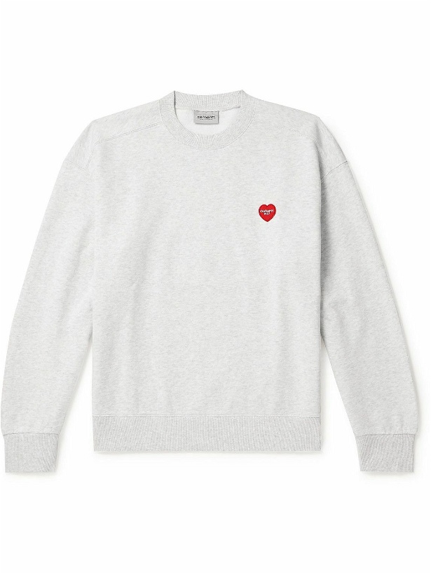 Photo: Carhartt WIP - Logo-Appliquéd Cotton-Jersey Sweatshirt - Gray