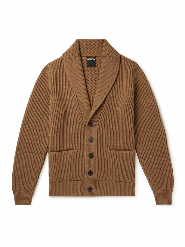 Photo: Zegna - Ribbed Cashmere Cardigan - Brown