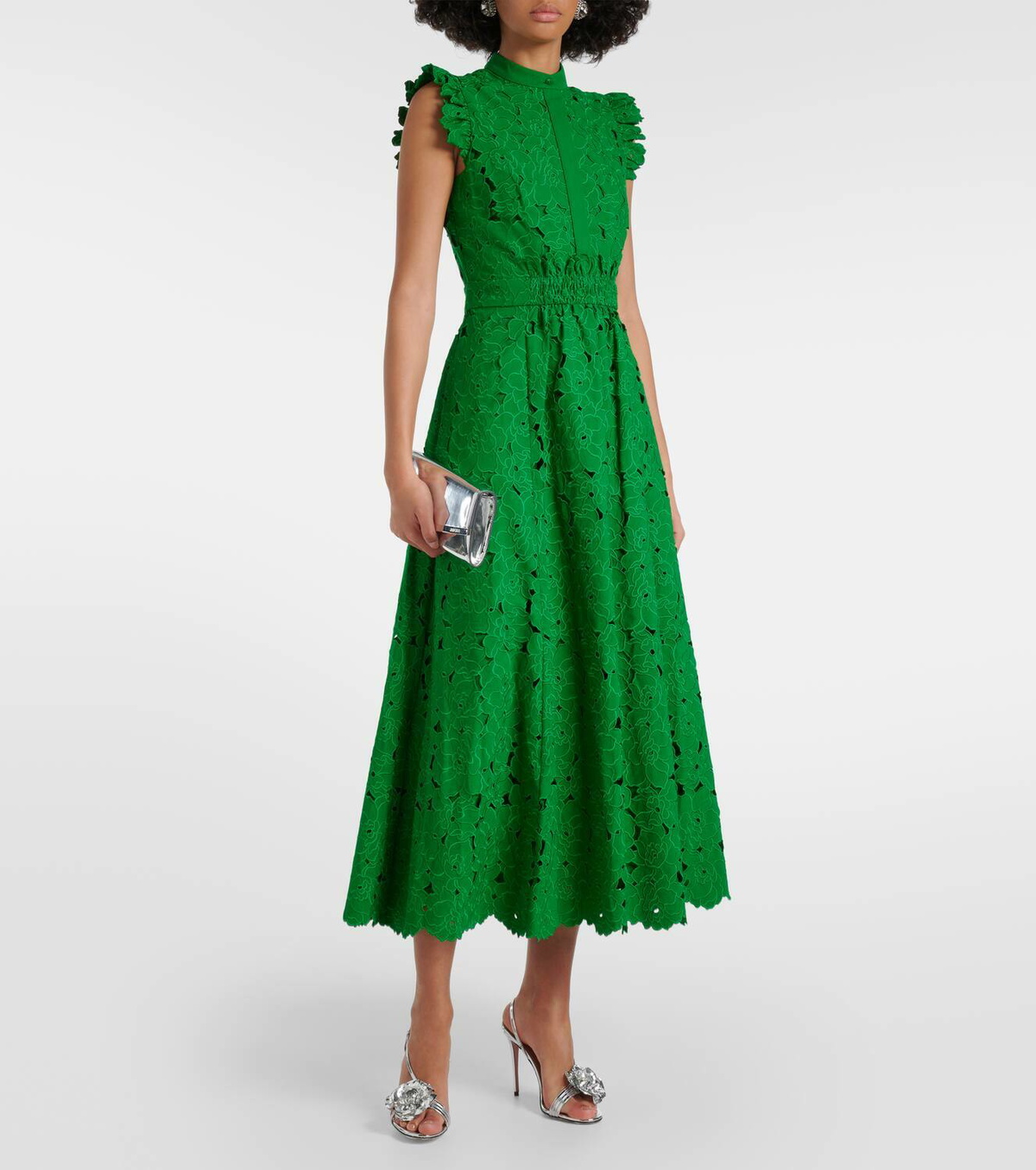 Erdem Broderie anglaise cotton-blend midi dress Erdem