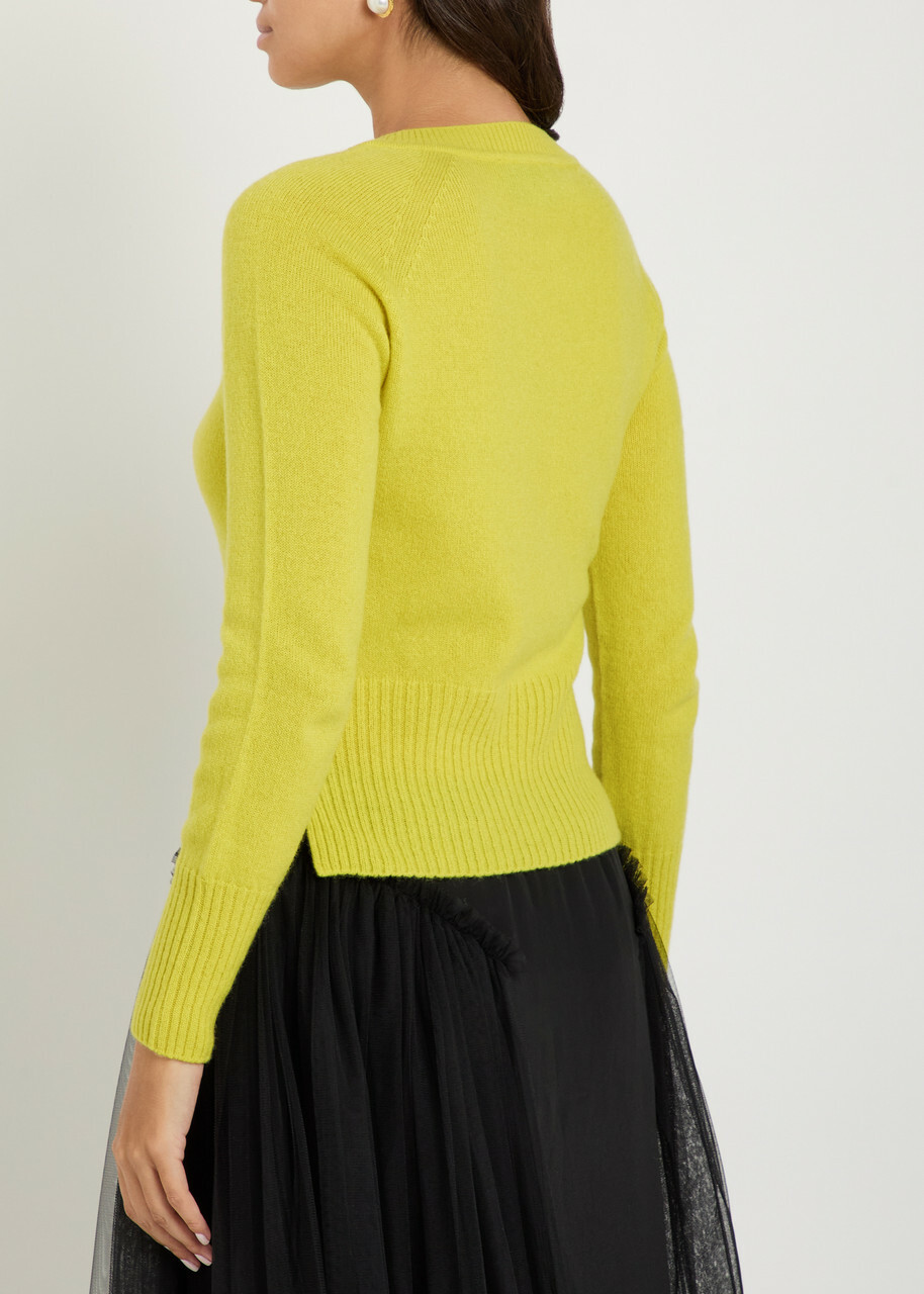 Simone Rocha Crystal-embellished Cashmere Cardigan Green