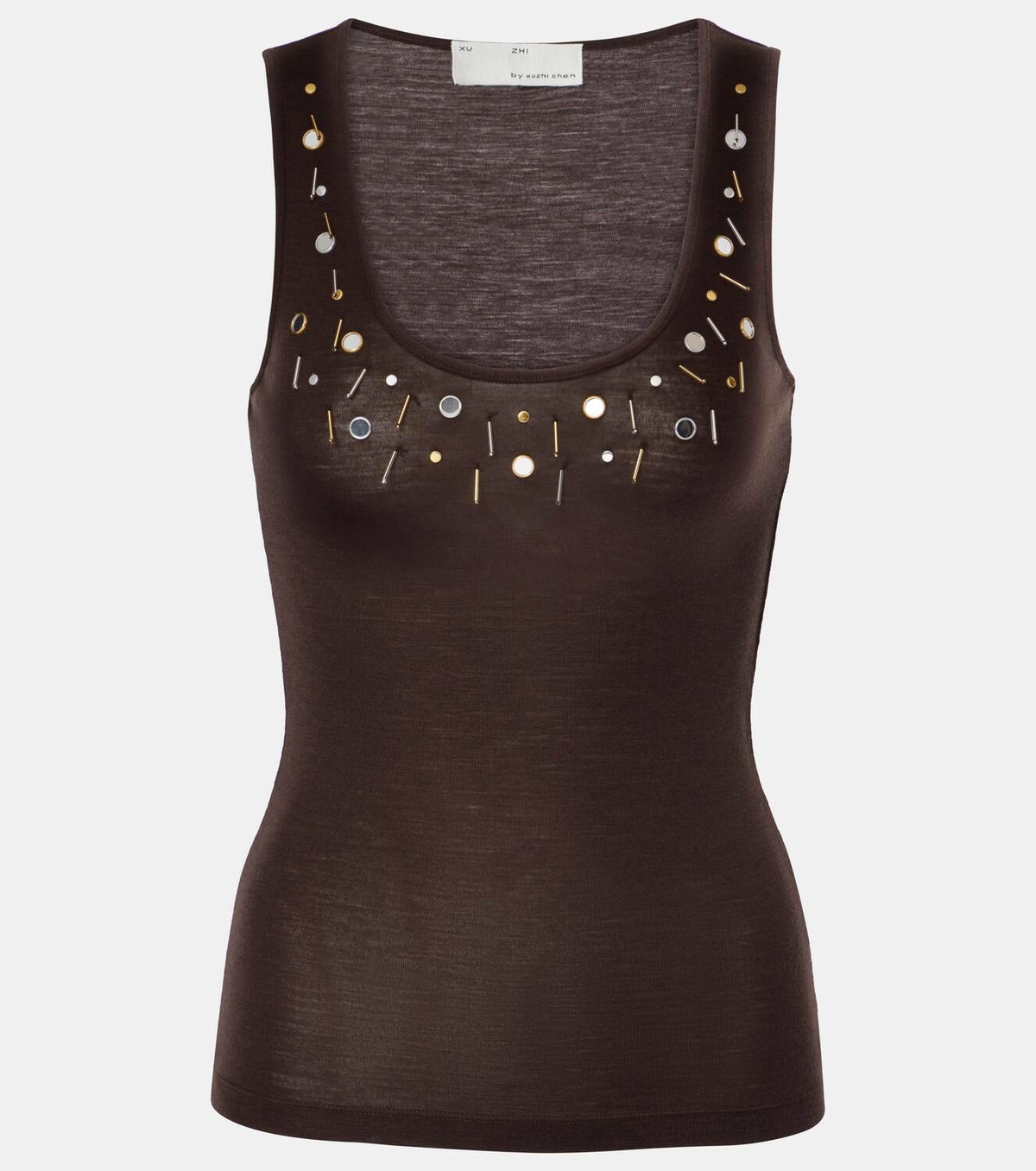 Xu Zhi Embellished wool-blend tank top