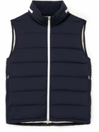 Brunello Cucinelli - Quilted Shell Hooded Down Gilet - Blue