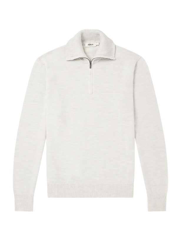 Photo: Altea - Half-Zip Virgin Wool Sweater - Gray