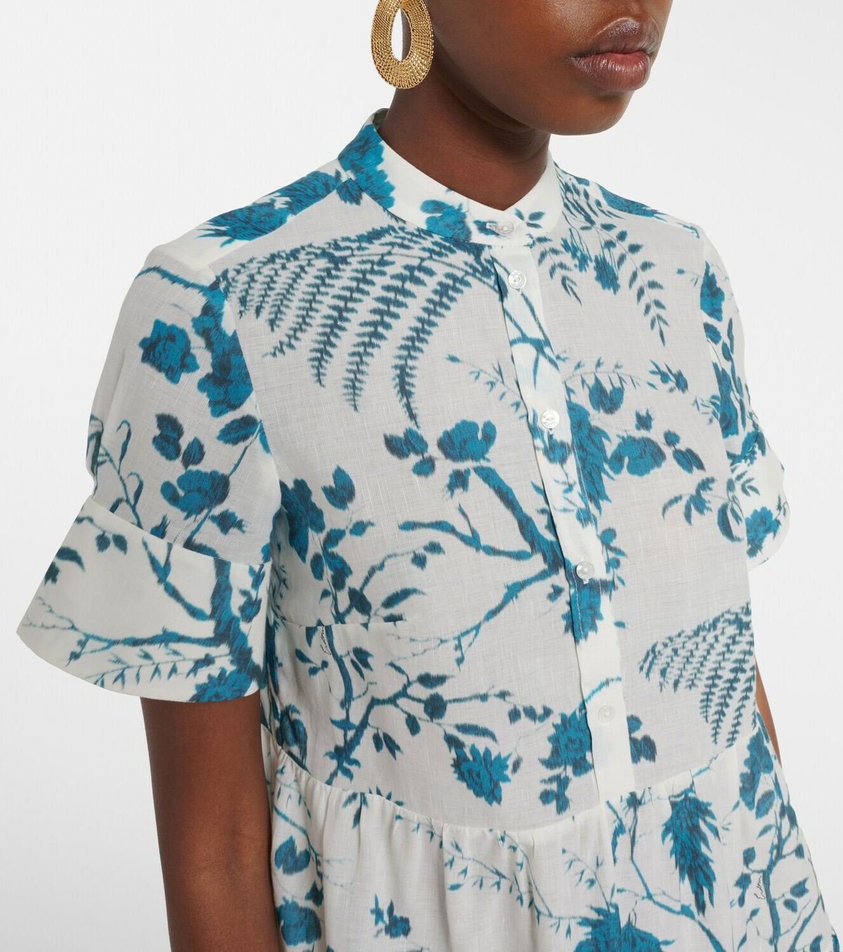Erdem Floral tiered cotton and linen minidress