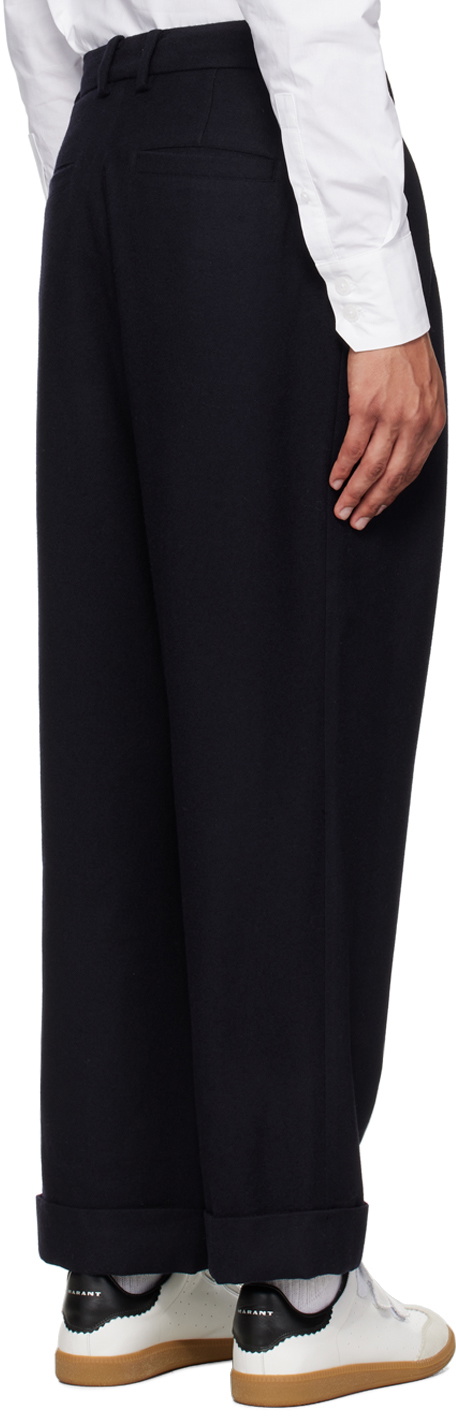 AFTER PRAY Navy Pleated Trousers