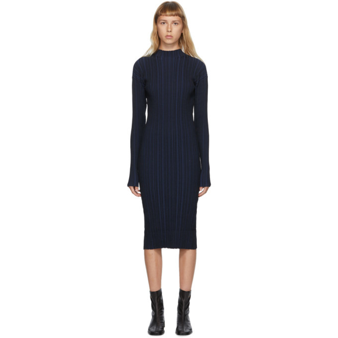 Acne Studios Navy Rib Knit Dress