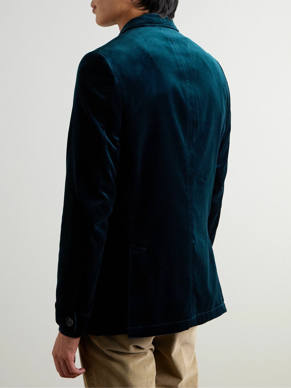 Oliver Spencer - Double-Breasted Cotton-Velvet Blazer - Blue