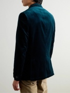 Oliver Spencer - Double-Breasted Cotton-Velvet Blazer - Blue